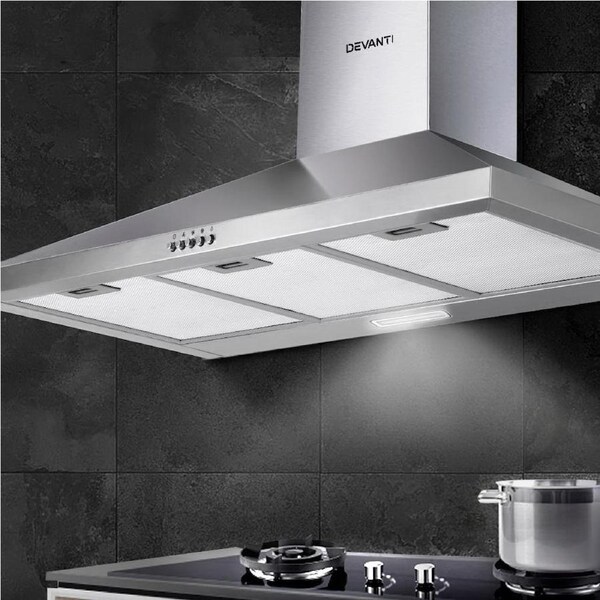Devanti 900mm 600mm Range Hood Rangehood Kitchen Canopy 90cm 60cm 900mm / Silver