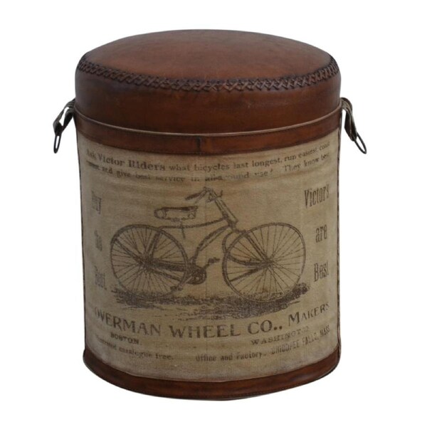 Round Vintage Rustic Bicyle Foot Stool Ottoman