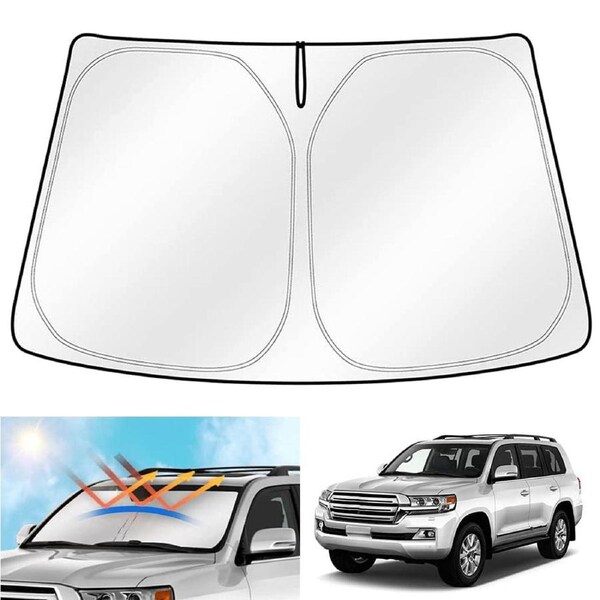 WindScreen Sun Shade for Toyota LandCruiser 200 Series 2007-2021 Blocks UV Rays Sun Visor Protector Foldable Sunshade