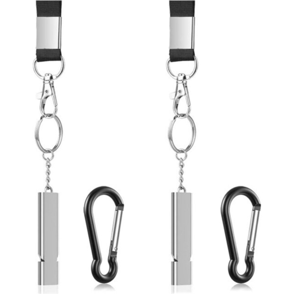 Catzon 2Pcs Outdoor Survival Whistles With Carabiner And Lanyard