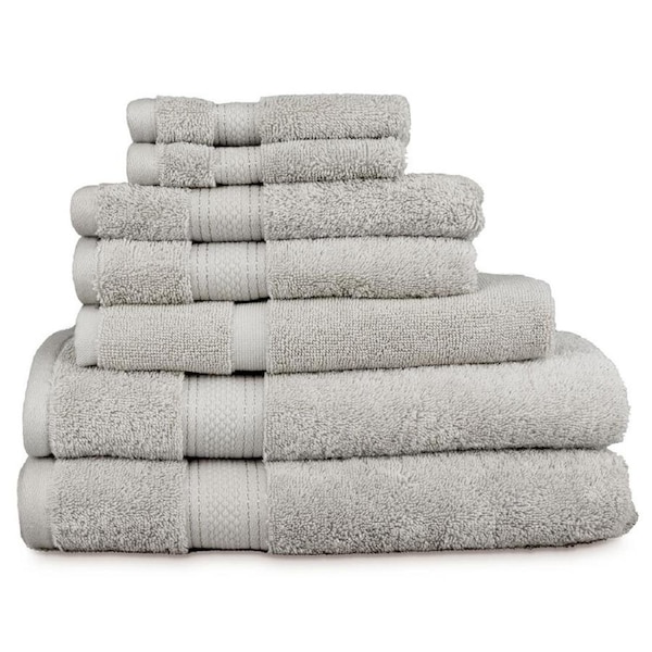 7pc Algodon St. Regis Cotton Bathroom Hand/Bath Towel/Face Washer Pack Silver