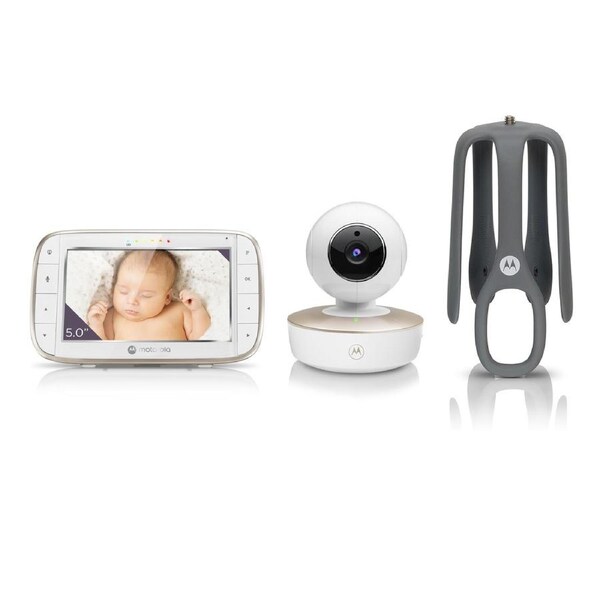 Motorola VM855 Connect 5-inch Portable Wi-Fi Video Audio Baby Monitor with Secure and Private Connection & Additional Flexible Crib Mount