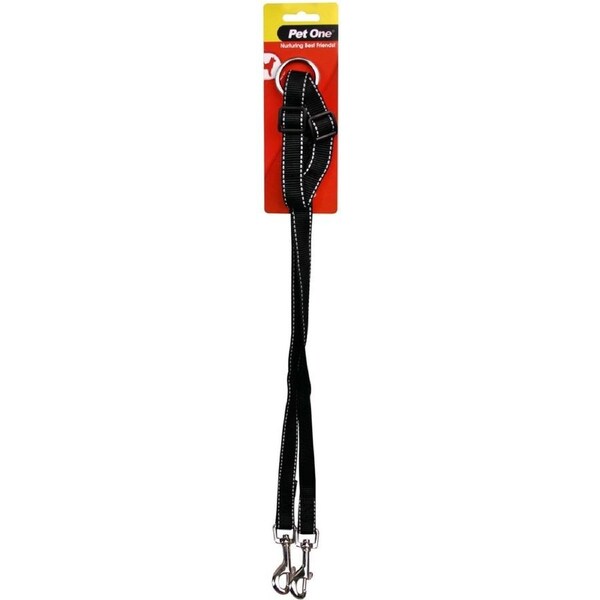 Dual Adjustable Dog Lead 20mm x 45cm to 65cm Black by Pet One