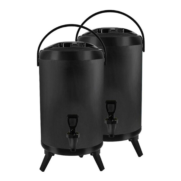 SOGA 2X 16L Stainless Steel Insulated Milk Tea Barrel Hot and Cold Beverage Dispenser Container with Faucet Black