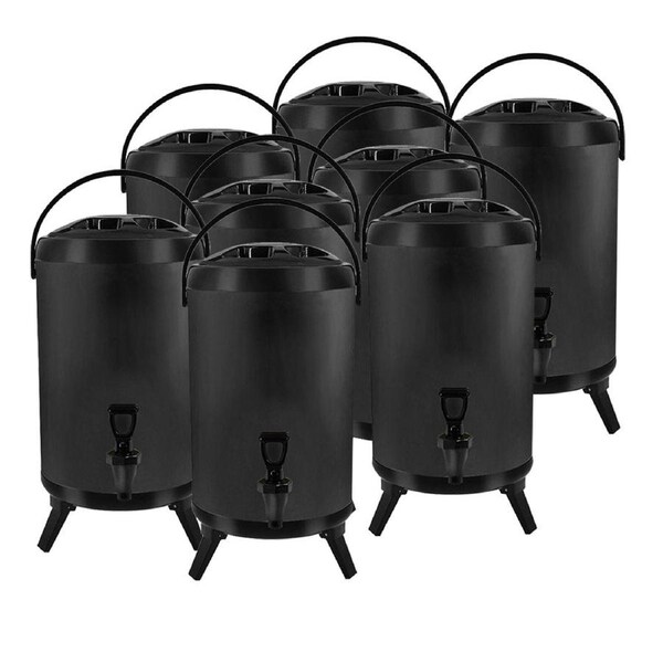 SOGA 8X 16L Stainless Steel Insulated Milk Tea Barrel Hot and Cold Beverage Dispenser Container with Faucet Black