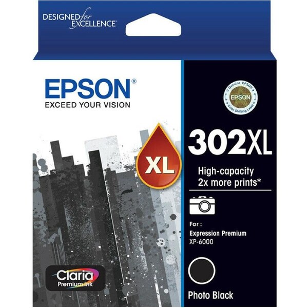 Original Epson 302XL Photo Black Ink Cartridge Claria Premium T01Y192