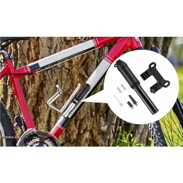 Bike Pump Portable, Ball Pump Inflator Bicycle Floor Pump with high Pressure Buffer- Black