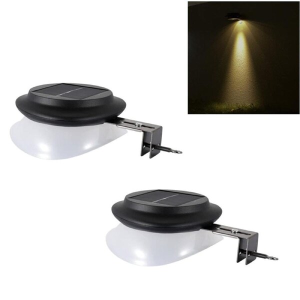Solar Wall Garden Night Light - Black Shell Warm Light - 2packs