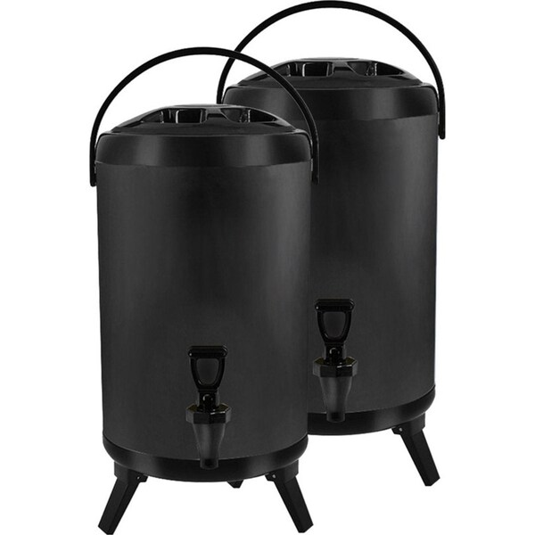SOGA 2X 18L Stainless Steel Insulated Milk Tea Barrel Hot and Cold Beverage Dispenser Container with Faucet Black