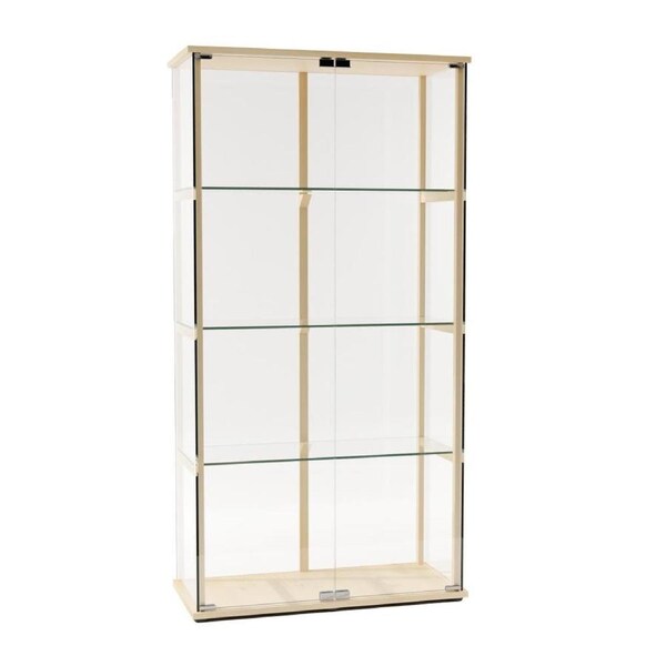 East Glass Display 4 Tier Cabinet Trophy Display Storage Shelf 2 Door beech