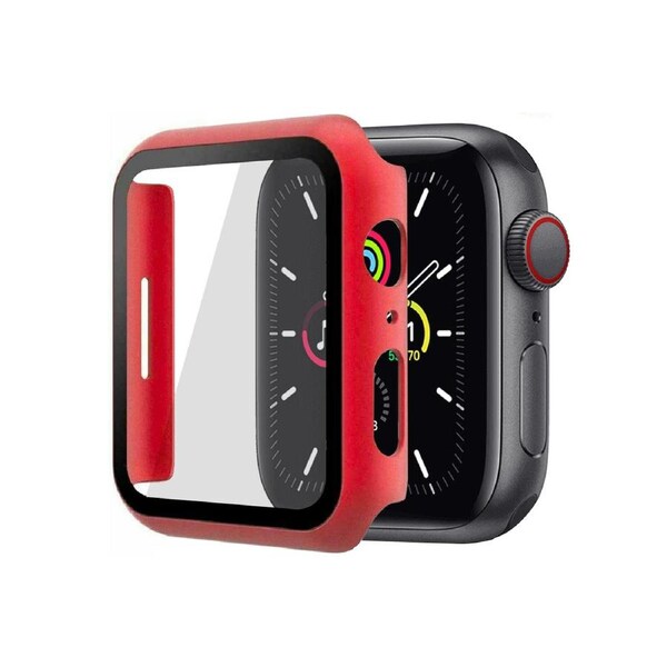 ZUSLAB for Apple Watch Series 7 (2021) 45mm Hard Case with Tempered Glass Screen Protector Ultra Thin Anti Fall Tough Protective Cover - Red
