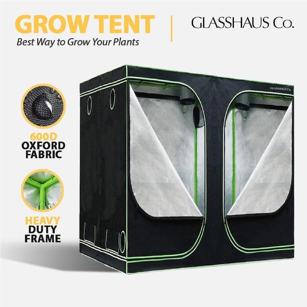 Glasshaus Grow Tent Kits Real 600D Oxford Hydroponic Indoor Grow System 11 Sizes I: 200x200x200