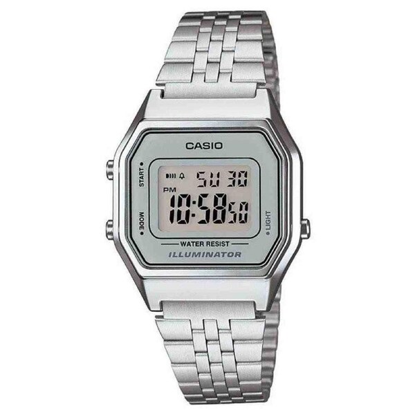 Casio Silver Grey Dial Women's Stainless Steel Digital Watch LA680WA-7