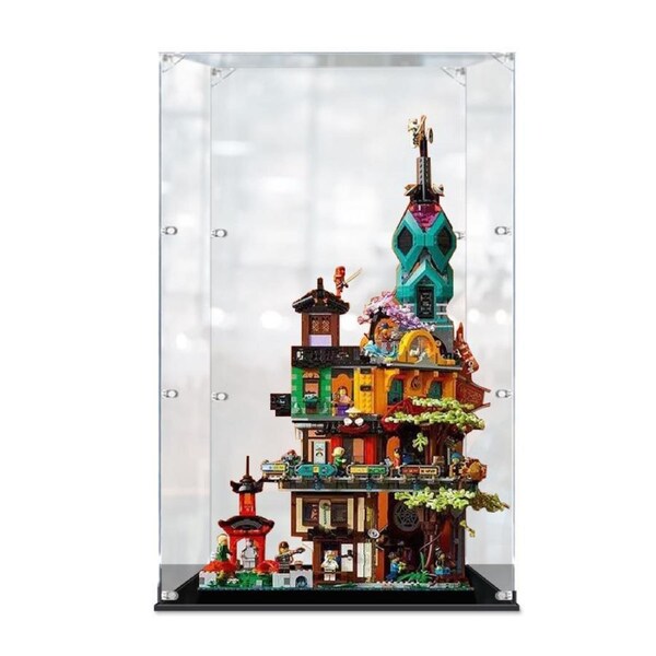 Acrylic Display Case for LEGO 71741 Ninjago City Gardens Figure Storage Box Dust Proof Glue Free