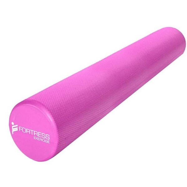 Fortress Round Foam Roller (90x15cm) w/ Exercise Chart - Pink