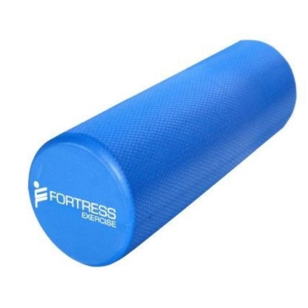 Fortress Round Foam Roller (45x15cm) w/ Exercise Chart - Solid Blue