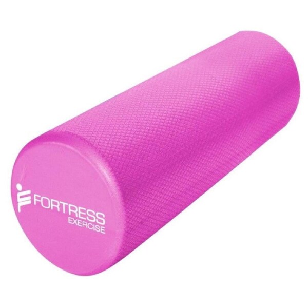 Fortress Round Foam Roller (45x15cm) w/ Exercise Chart - Pink
