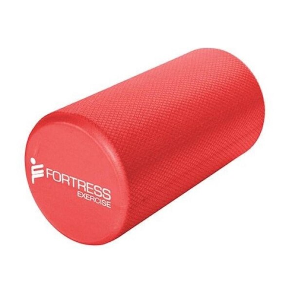 Fortress Round Foam Roller (30x15cm) w/ Exercise Chart - Red
