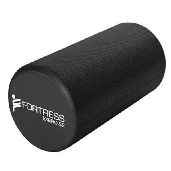 Fortress Round Foam Roller (30x15cm) w/ Exercise Chart - Black