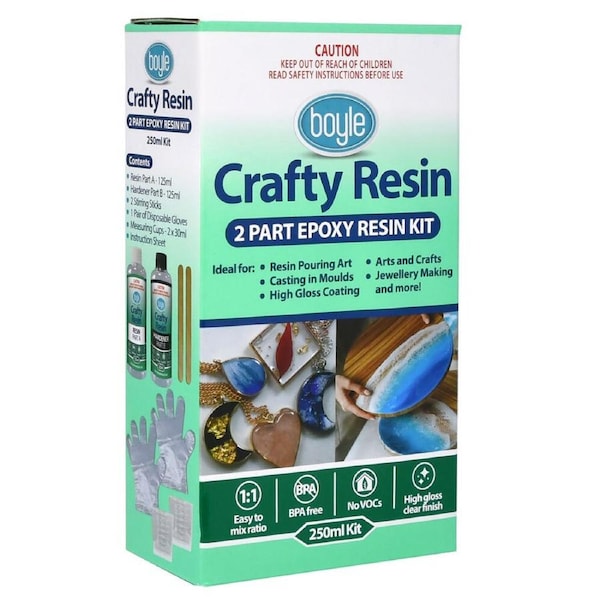 Boyle Crafty 250ml 2-Part High-Gloss Epoxy Resin Kit Art/Craft Jewelry Making
