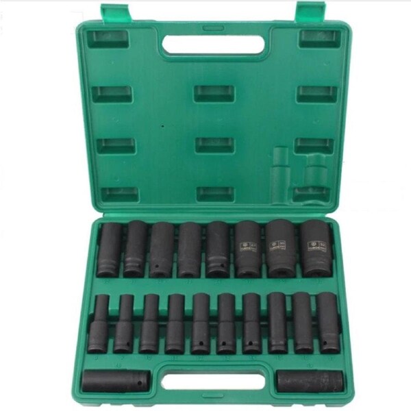 20 pcs 8-32M Metric 1/2" Drive Deep Impact Sockets Tools Kit Heavy Duty CR-MO Steel