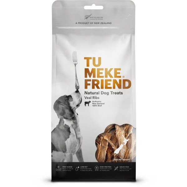 TU MEKE FRIEND Air-Dried Natural Dog Treats Veal Ribs 125G