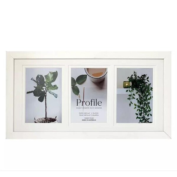 Profile - Elegant Deluxe 10x20/5x7" (3) Photo Frame - White