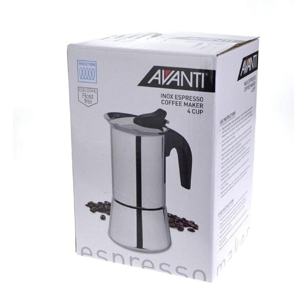 Avanti Inox Stainless Steel Induction Espresso Coffee Percolator - 4 Cup