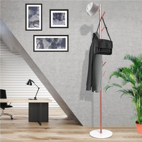 Levede 8-Hook Steel Coat Rack 167cm Garment Organiser– Rose Gold