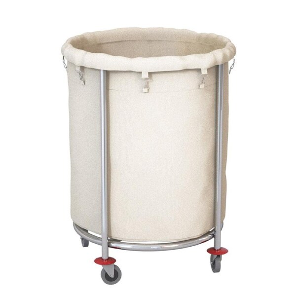 SOGA Stainless Steel Commercial Round Soiled Linen Laundry Trolley Cart with Wheels White