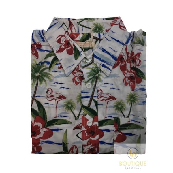 Mens Oahu Hawaiian Party Shirt Button Hippie Tops Short Sleeve Beach Holiday Water Colour (0503) / S