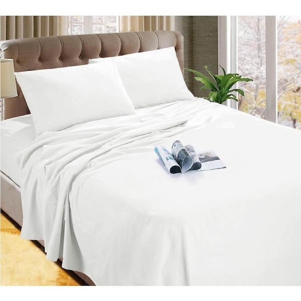 Micro Flannel Flannelette Fitted Sheet Set All Bed Size Soft Plush Winter Thermal White Single