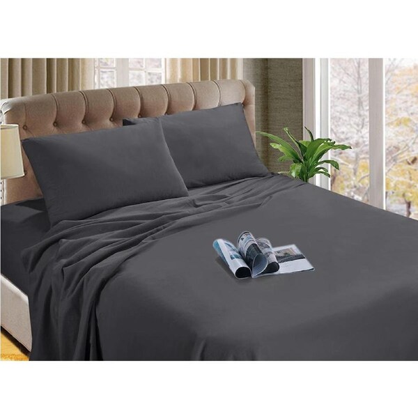 Micro Flannel Flannelette Fitted Sheet Set All Bed Size Soft Plush Winter Thermal Charcoal Single