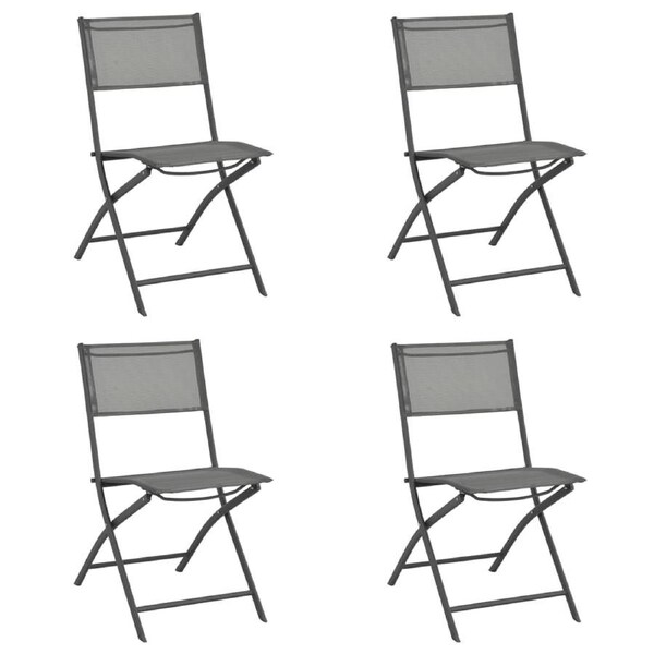 Folding Outdoor Chairs 4 pcs Grey Steel and Textilene vidaXL