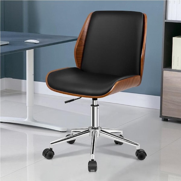 ALFORDSON Wooden Office Chair Computer Chairs Home Seat PU Leather Black