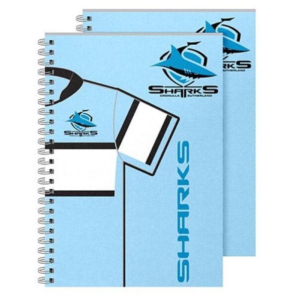 Cronulla Sharks NRL Set of 2 Notebooks (A5 120 Page Notebook Notepad)