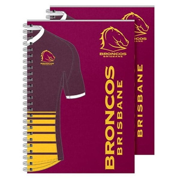 Brisbane Broncos NRL Set of 2 Notebooks (A5 120 Page Notebook Notepad)