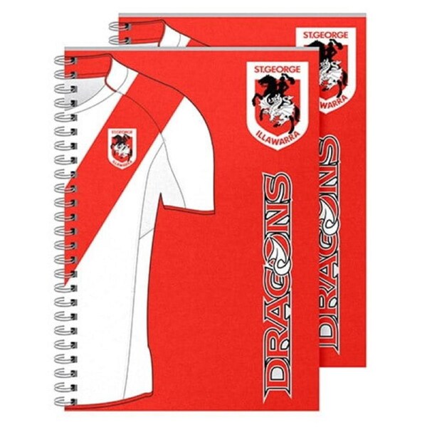 St George Dragons NRL Set of 2 Notebooks (A5 120 Page Notebook Notepad)