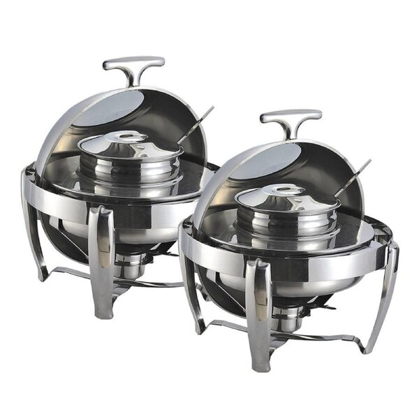 SOGA 2X Stainless Steel Round Soup Tureen Roll Top Buffet Chafing Dish 6.5L