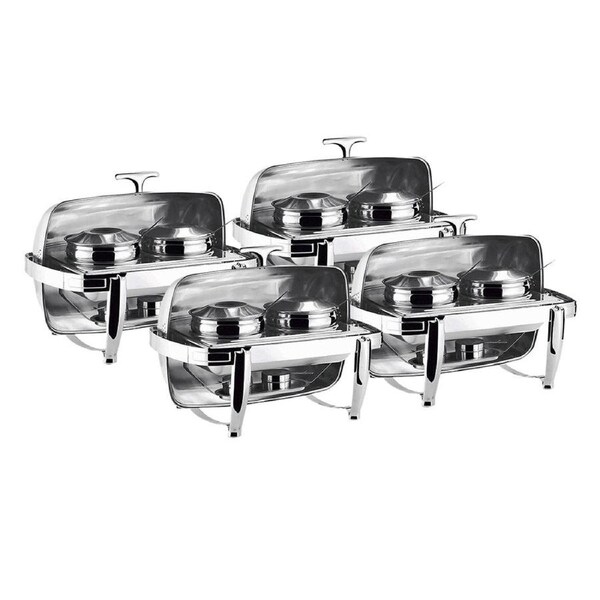 SOGA 4X 6.5L Stainless Steel Double Soup Tureen Roll-Top Buffet Chafer