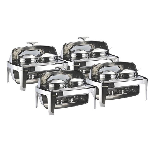 SOGA 4X 6.5L Stainless Steel Double Soup Tureen Roll-Top Buffet Chafer