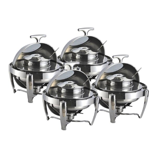SOGA 4X 6.5L Stainless Steel Round Soup Tureen Roll-Top Buffet Chafer