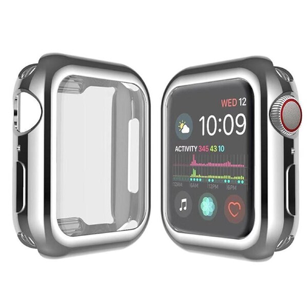ZUSLAB Apple Watch 7 45mm Case, Protective Soft Slim Cover with Build-in Screen Protector for Series 7 - Silver