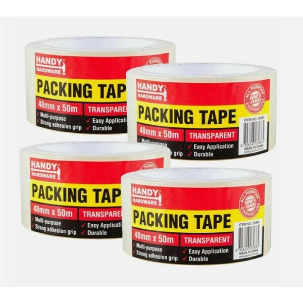 Ozoffer 4PCS Packaging Tape Sticky Sealing Adhesive Transparent 48mm 50m