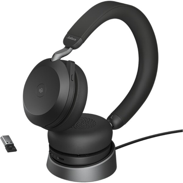 Jabra Wireless Evolve2 75 MS Mono Bluetooth Headset Charging Stand USB-A Dongle