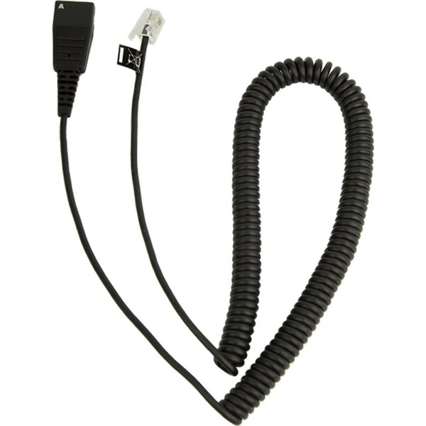 Jabra QD To Rj9 Coiled Cord/Cable/Connector 2m For Cisco IP Phone Accessory BLK