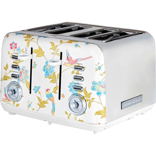 Laura Ashley Elveden 29cm Electric 4-Slice Bread Toaster 1850W Food/Kitchen WHT