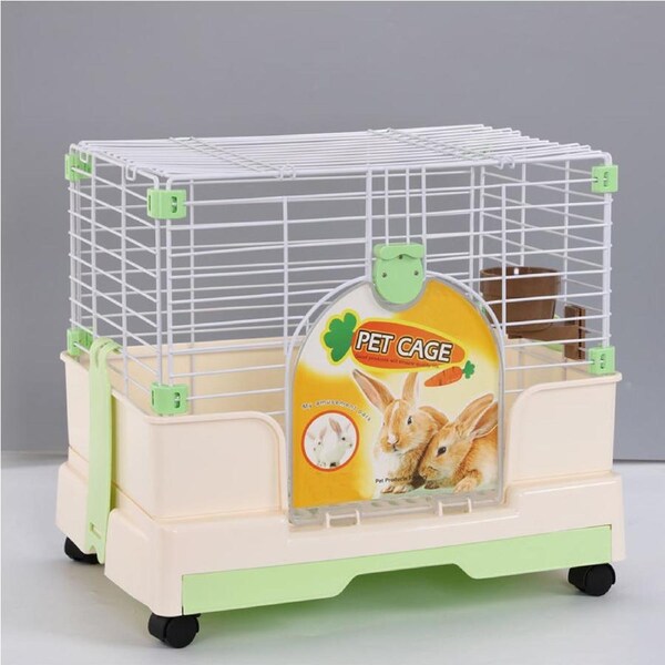 YES4PETS Small Orange Pet Rabbit Cage Guinea Pig Crate Kennel With Potty Tray And Wheel