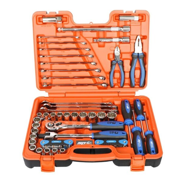 SP Tools 60 Piece 1/2" Drive 12PT Metric / SAE Tool Kit in X-Case - SP51205