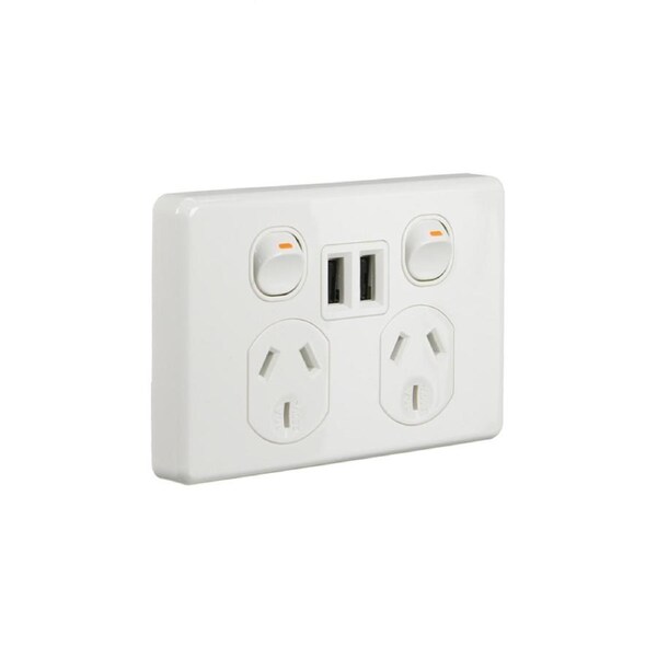 Trader Puma PUPP2USB2G - Twin Socket Outlet 10AMP With Dual 3.4A USB Charger